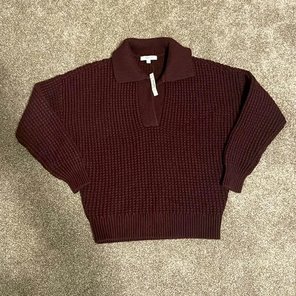 Madewell Waffle-Knit Henley Sweater (Heather Currant) - Picture 3 of 7